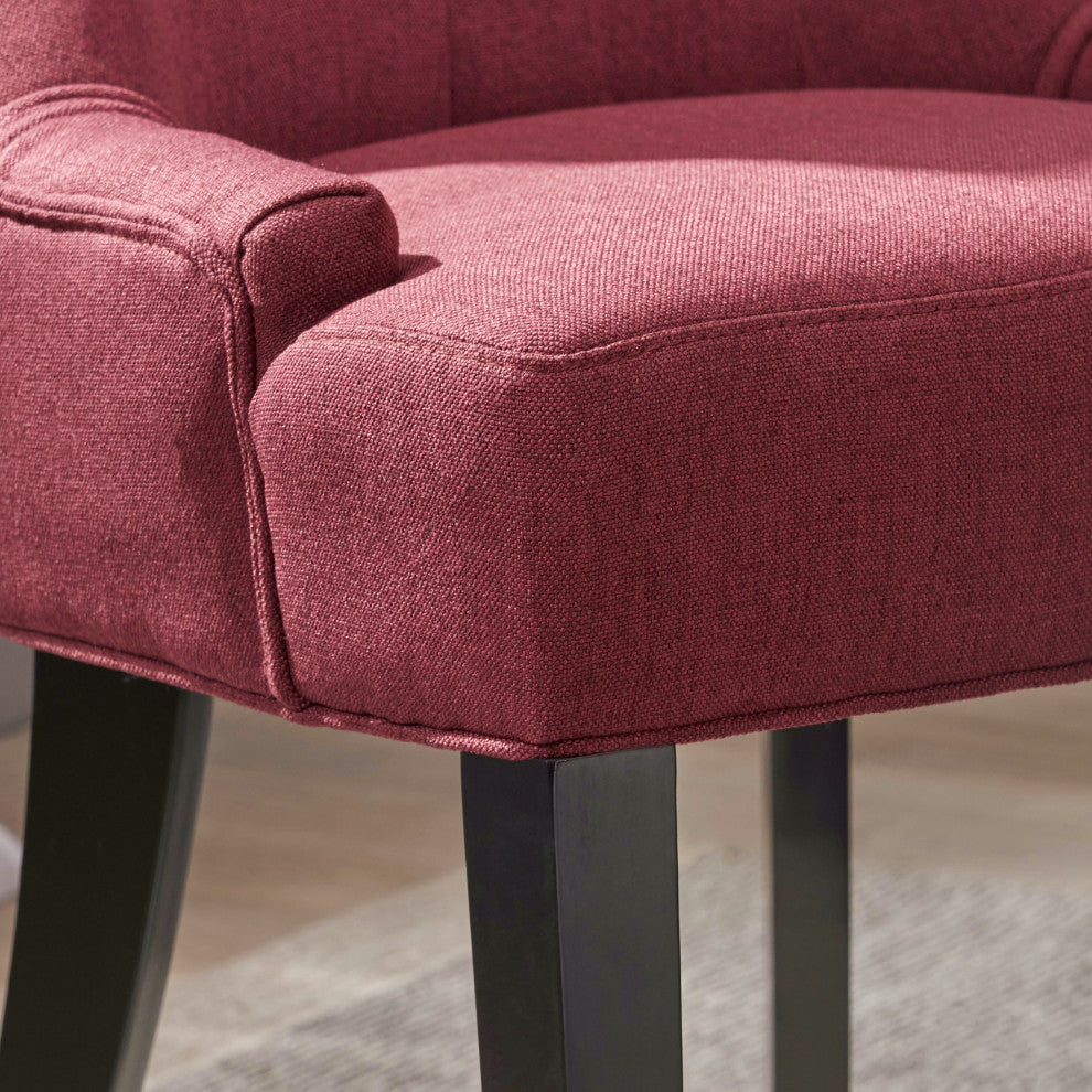 Summer Contemporary Tufted Dining Chairs, Set of 2, Red, Fabric