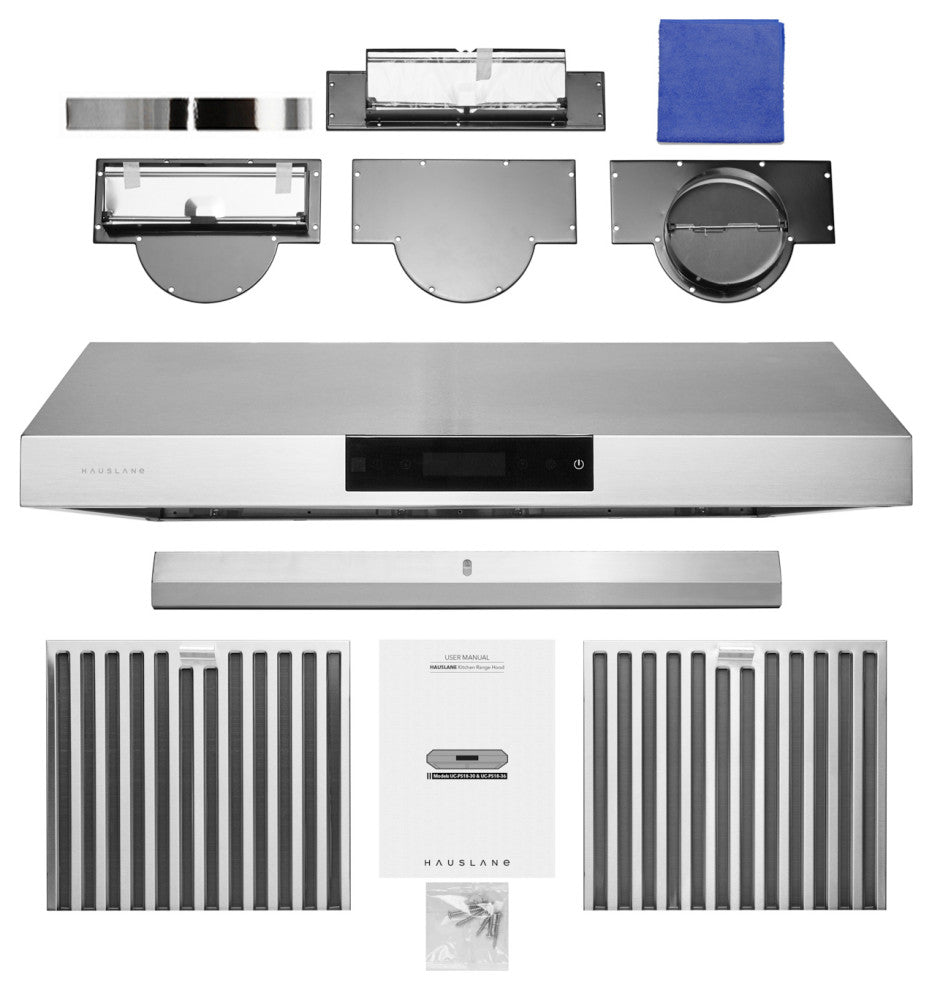 Hauslane | Chef Series PS18 Under Cabinet Kitchen Range Hoods, Stainless Steel, 30"