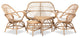 Jacey Modern Bohemian, White/Natural Brown, 5-Piece Living Room Set