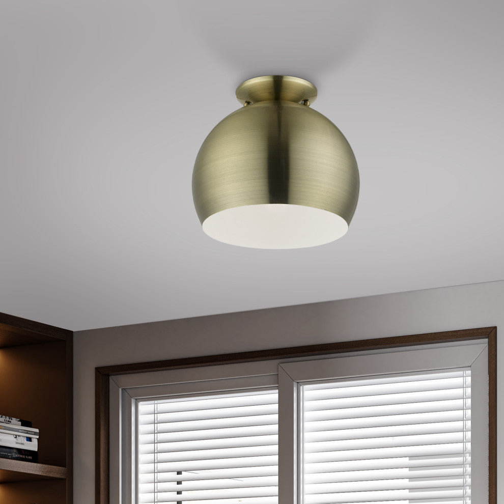 Livex Lighting 1 Light Antique Brass Flush Mount