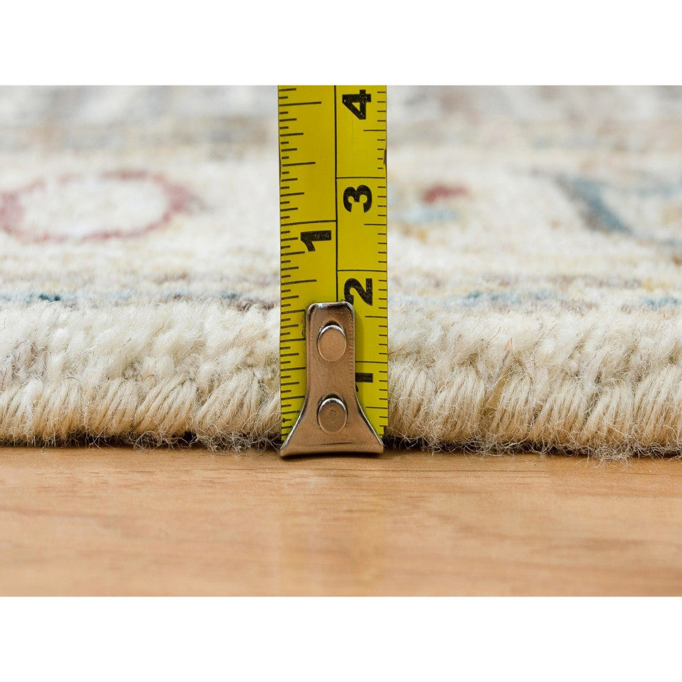Ivory Wool Hand Knotted Reimagined Viss XL Runner Oriental Rug  2'7"x21'7"