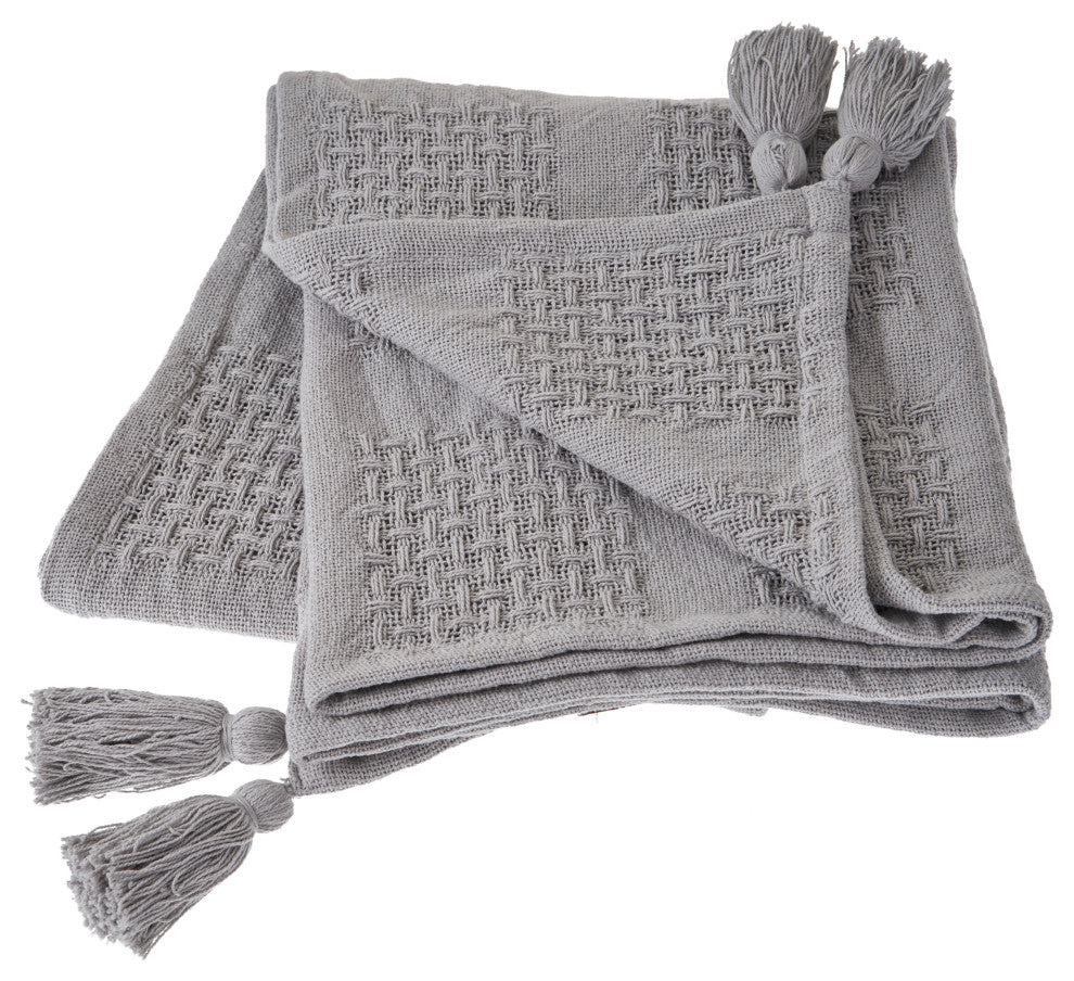 Charming Light Blue Throw Blanket, Grey