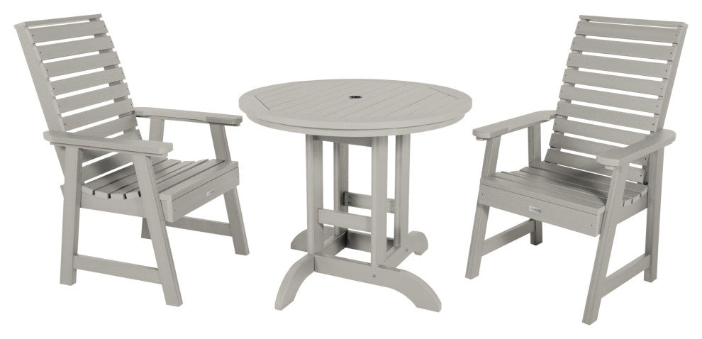 Weatherly 3-Piece Round Dining Set, Harbor Gray