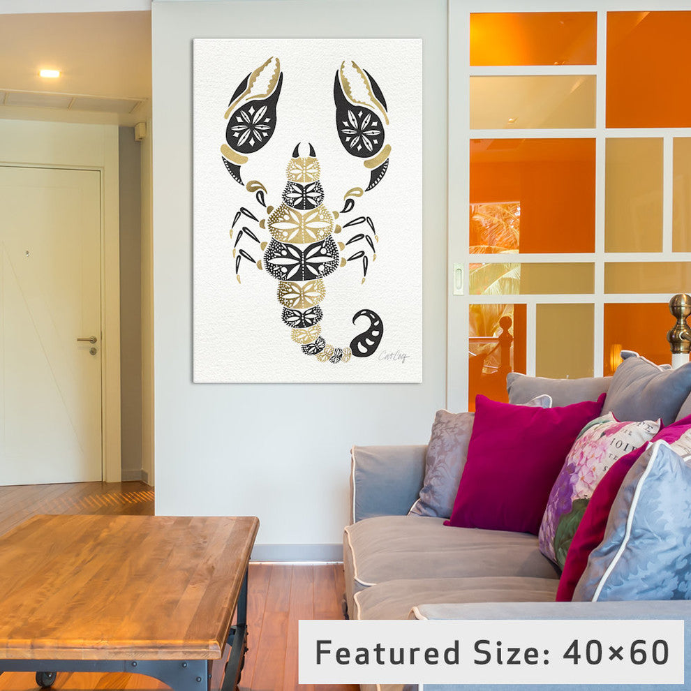 "Gold Balck Scorpion Artprint" by Cat Coquillette, 40x26x1.5