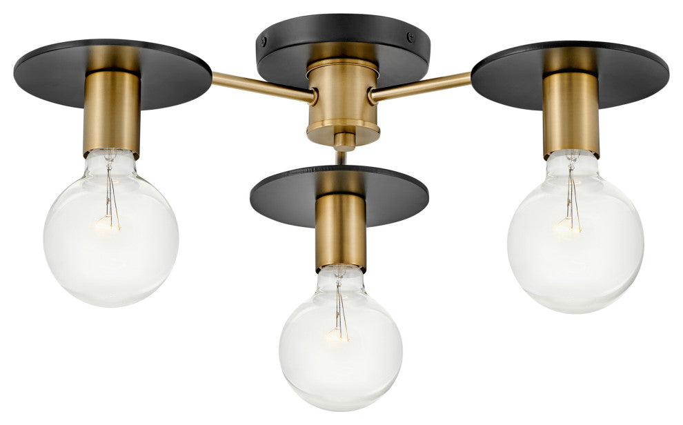 Lark 83203 Bobbie 3 Light 20"W Semi-Flush Globe Ceiling Fixture - Lacquered