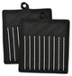 DII Black Chef Stripe Pot Holder, Set of 2