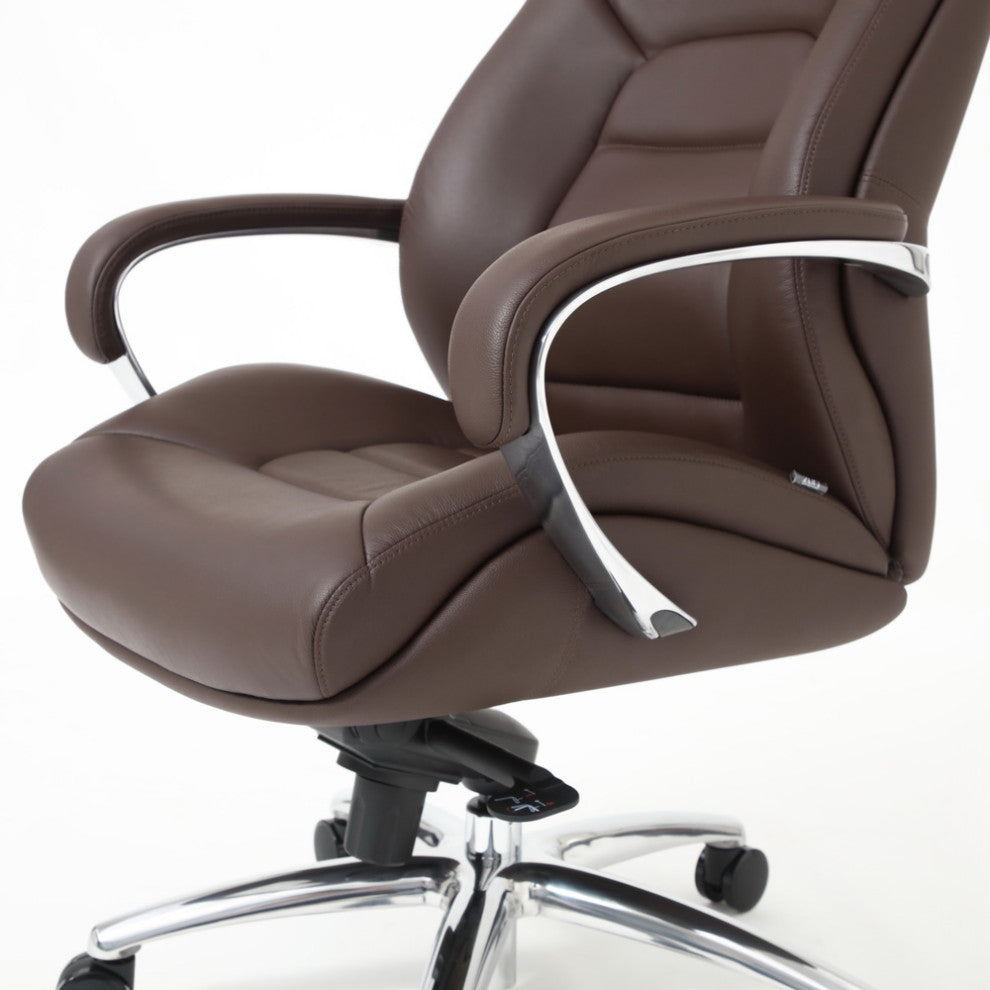 Gates Fully Reclining Adjustable Executive Chair Soft Top Grain Leather, Dark Brown