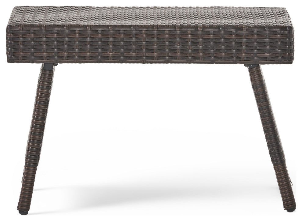 Olivia Outdoor Wicker Folding Side Table, Multibrown, Single
