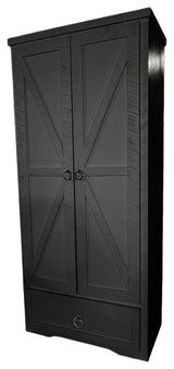 Rustic Kitchen Pantry Cabinet With Drawer, Iron Ore
