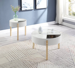 Bodfish End Table, White and Natural