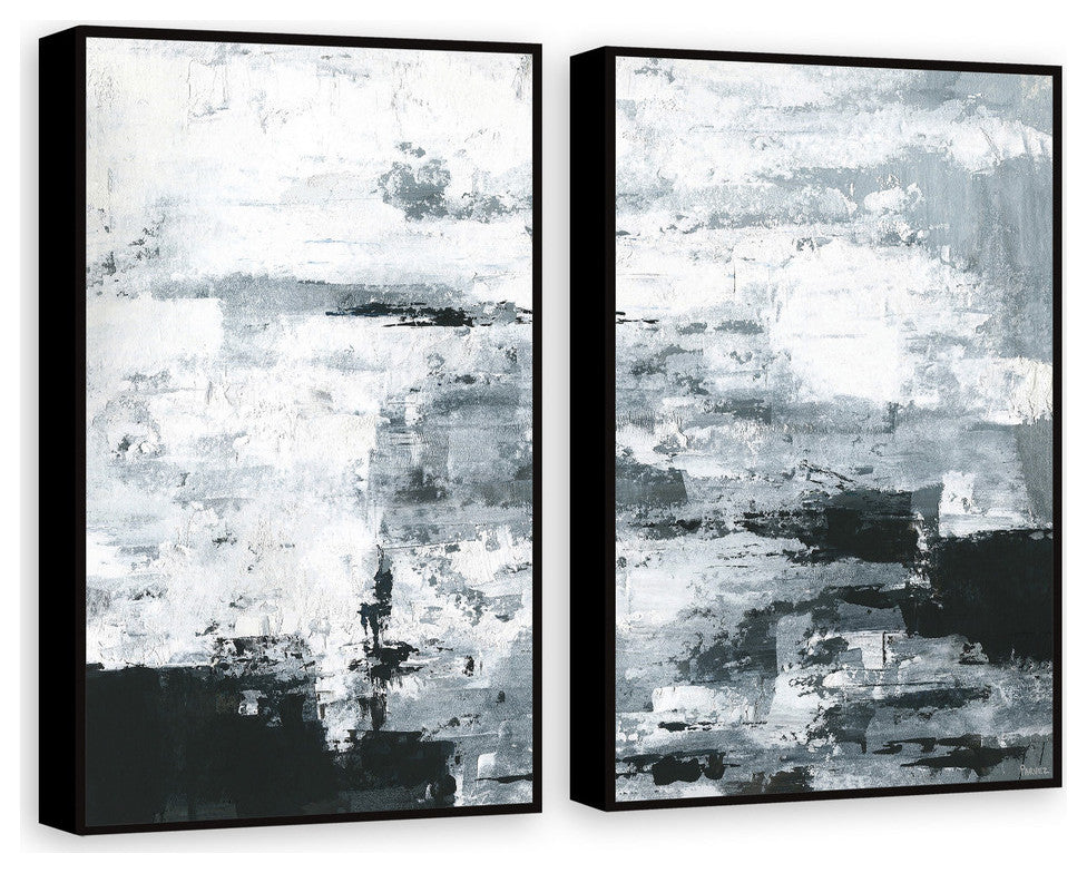Black and White Smudges Diptych, 48"x36"