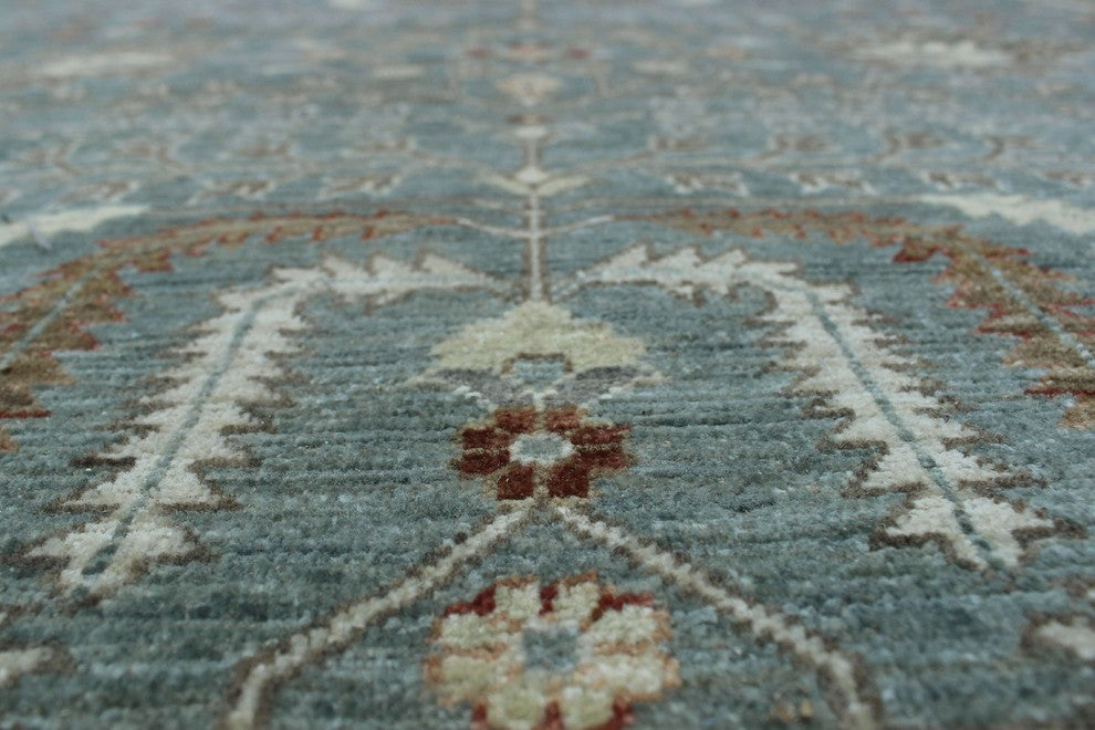 Yousafi Fine Chobi Olaniyi Green-Gray and Ivory Rug, 11''8x14''11