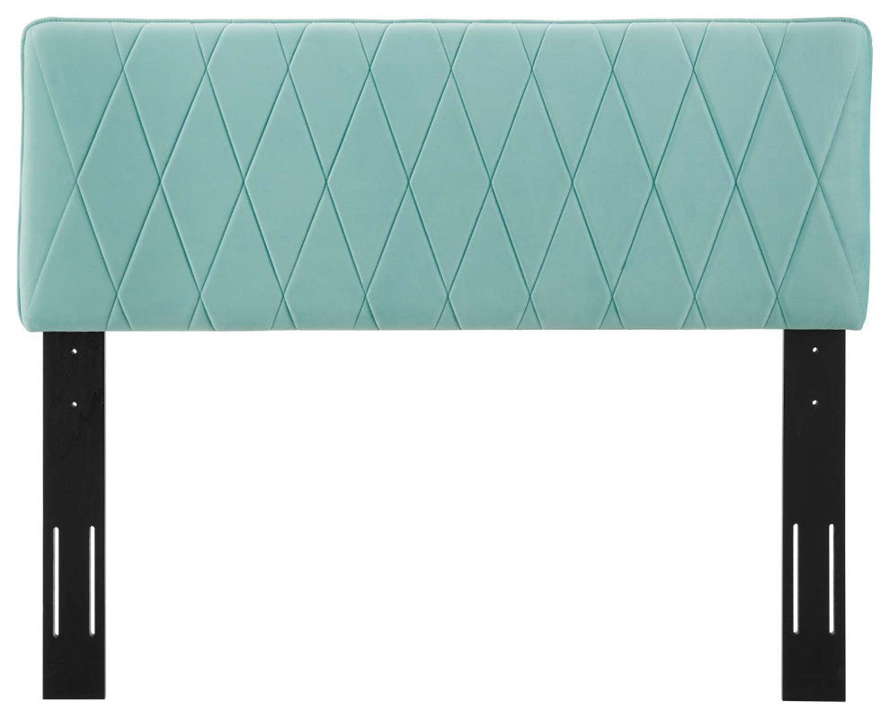 Headboard, King Size, Velvet, Blue, Modern Contemporary, Bedroom Master Suite