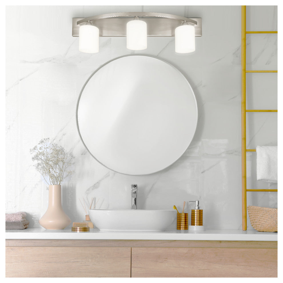 Nuk3y Modern Bathroom Vanity Light Fixture, Satin Nickel, 3 Lights
