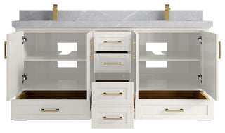 Boston 72" Double Sink Bath Vanity in Alabaster 2" Pearl Gray