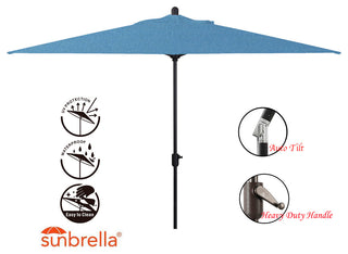 10'x6.5' Rectangular Auto Tilt Market Umbrella, Antique Bronze Frame, Sunbrella
