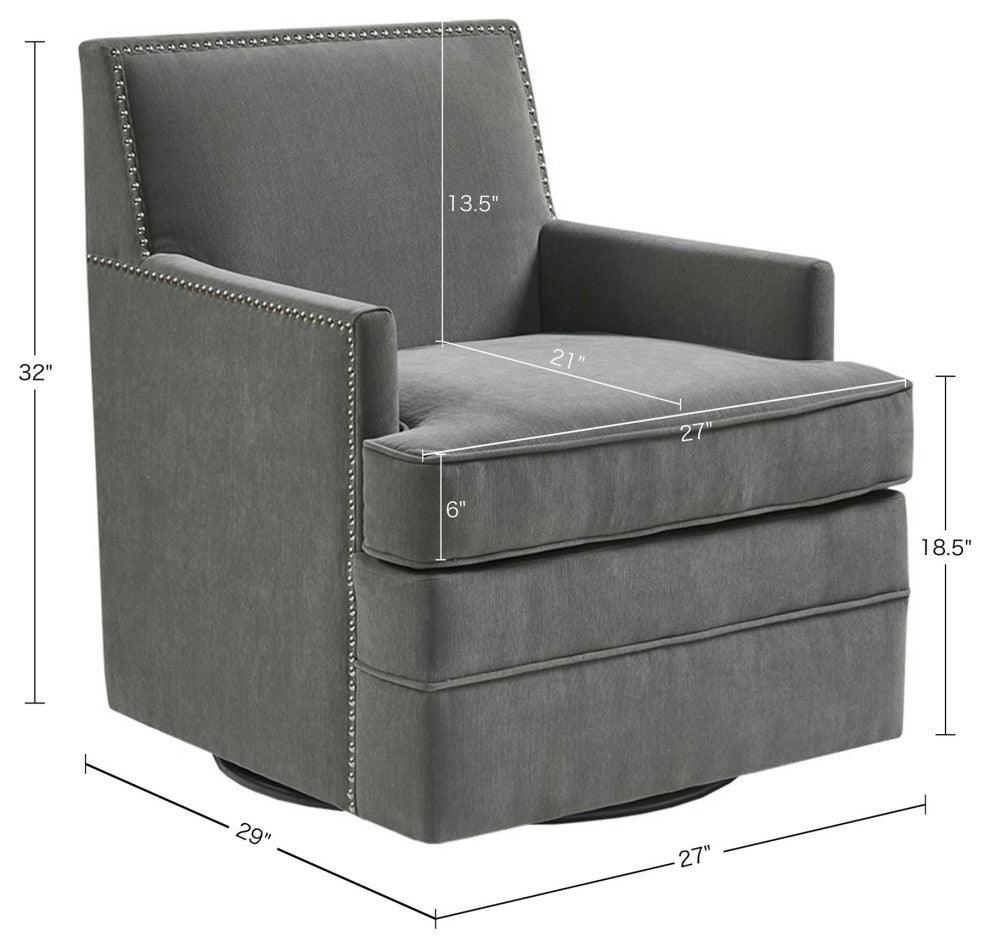 Madison Park Circa Track Armed Swivel Motion Lounge Chair, Grey