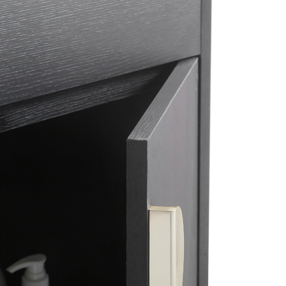 Plywood Freestanding Bath Vanity Set, Integrated Ceramic Sink, Black, 24" X 18"