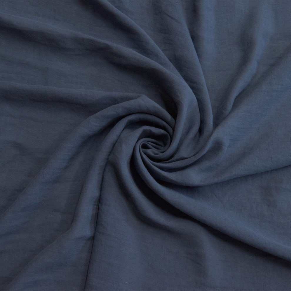 French Linen Romantic Tie Top Curtain, Indigo