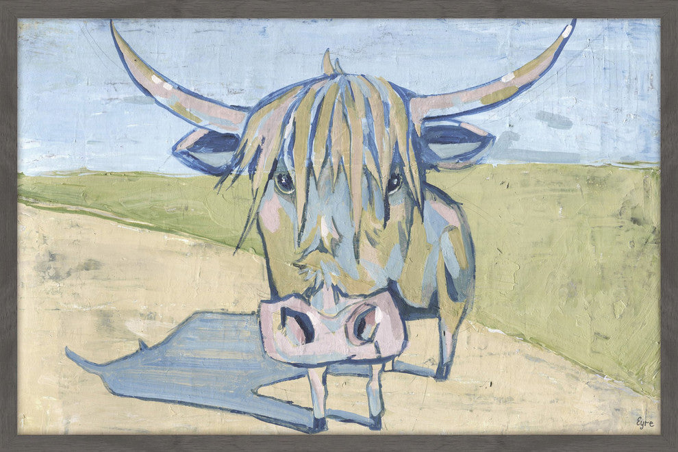 "Shaggy Bull" Framed Painting Print, 36"x24"