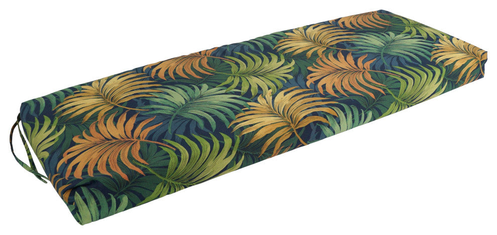 54"X19" Patterned Outdoor Spun Polyester Bench Cushion, Laperta Monsoon