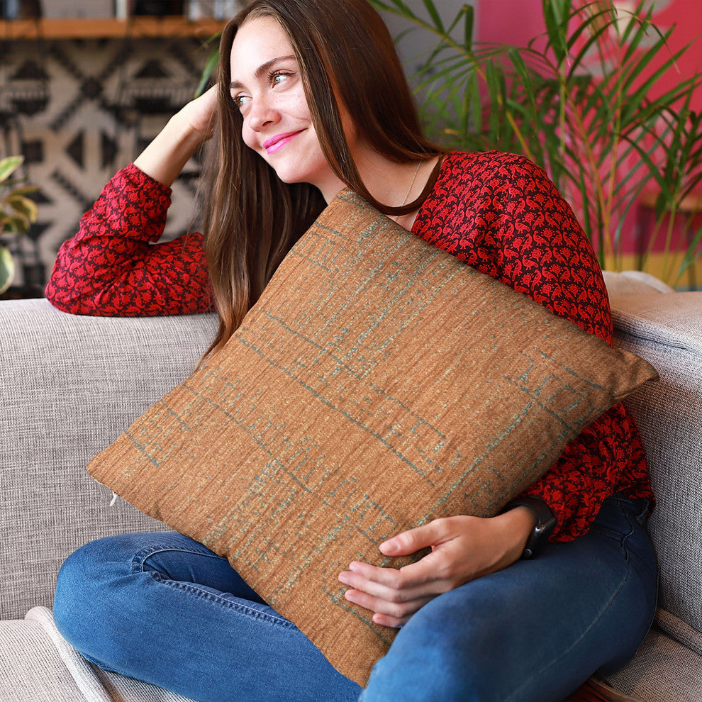 Plutus Orange Lux Geometric Luxury Throw Pillow, 20"x36"