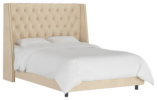 Williams Queen Nail Button Tufted Wingback Bed, Velvet Pearl