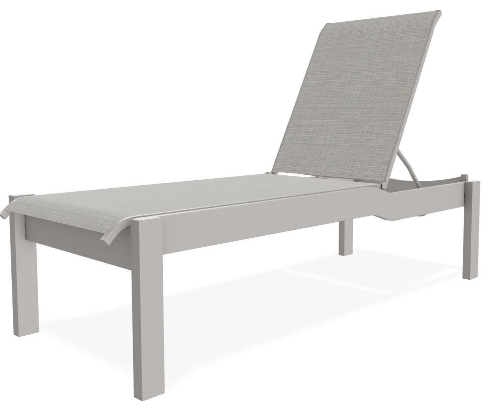 Leeward Sling Stackable Outdoor Chaise Lounge, Deacon/Warm Gray
