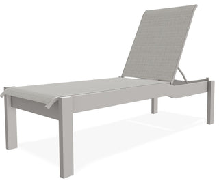 Leeward Sling Stackable Outdoor Chaise Lounge, Deacon/Warm Gray