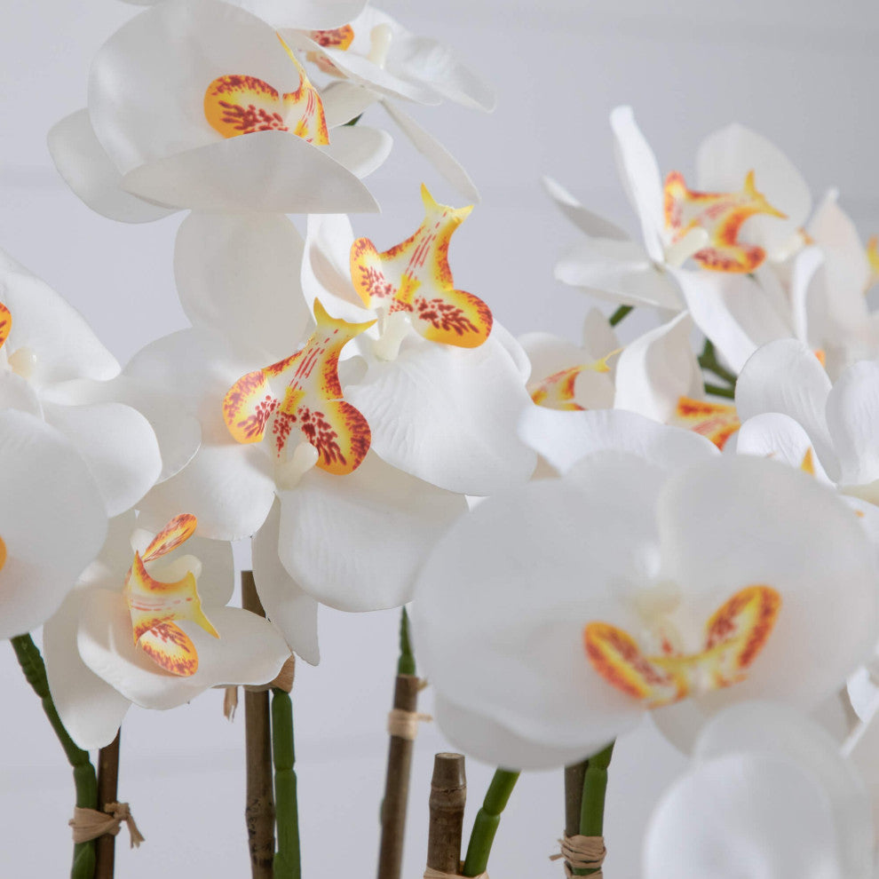 36" Faux Large Orchid Arrangement, Handmade Mexican Talavera Ceramic Planter