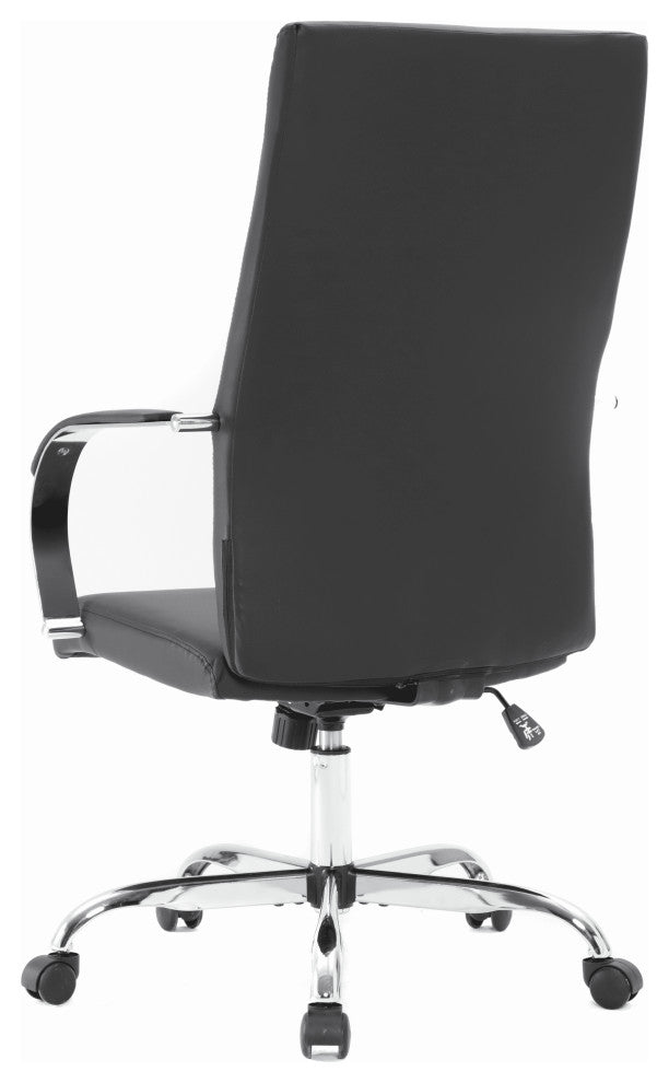 LeisureMod Sonora High-Back Adjustable Leather Conference Chair, Black
