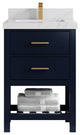 Parker 24" Single Sink Bath Vanity, Navy Blue 2" Calacatta Sienna
