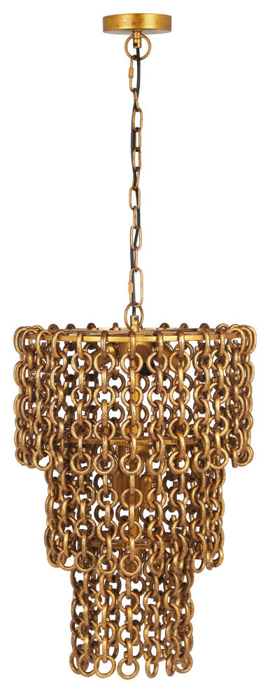 Nirsa Brass Chain Link 3-Tier Chandelier