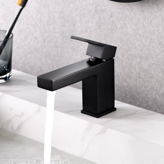 Luxier BSH05-S Single-Handle Bathroom Faucet with Drain, Matte Black
