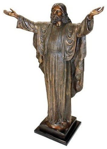 Jesus Christ Arms Raised Bronze Statue