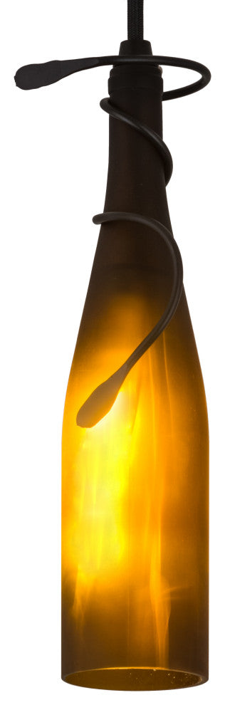 5W Tuscan Vineyard Frosted Amber Wine Bottle Mini Pendant