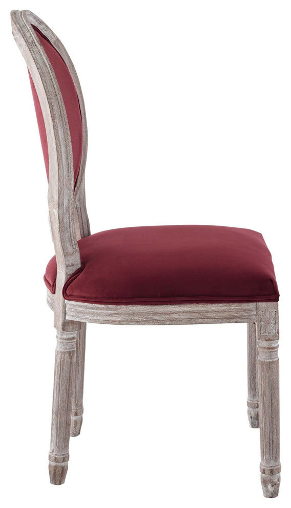 Emanate Vintage French Performance Velvet Dining Side Chair Natural Maroon -4668