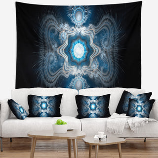 Cabalistic Clear Blue Texture Abstract Wall Tapestry, 80"x68"