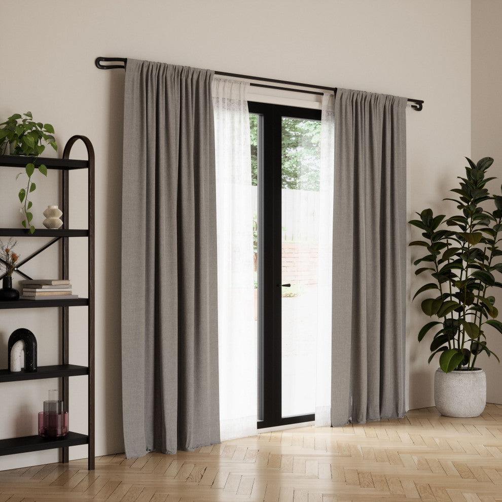 Umbra Midnight Expandable Double Blackout Curtain Rod, Matte Black