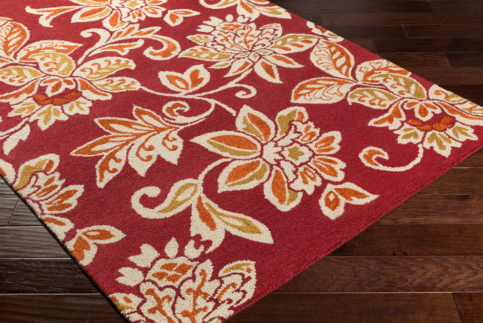 Surya Rhodes RDS-2319 9'x13' Rug, Garnet/Cream/Burnt Orange/Tan