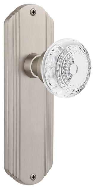 Deco Plate Double Dummy Crystal Meadows Knob, Satin Nickel, DECCME