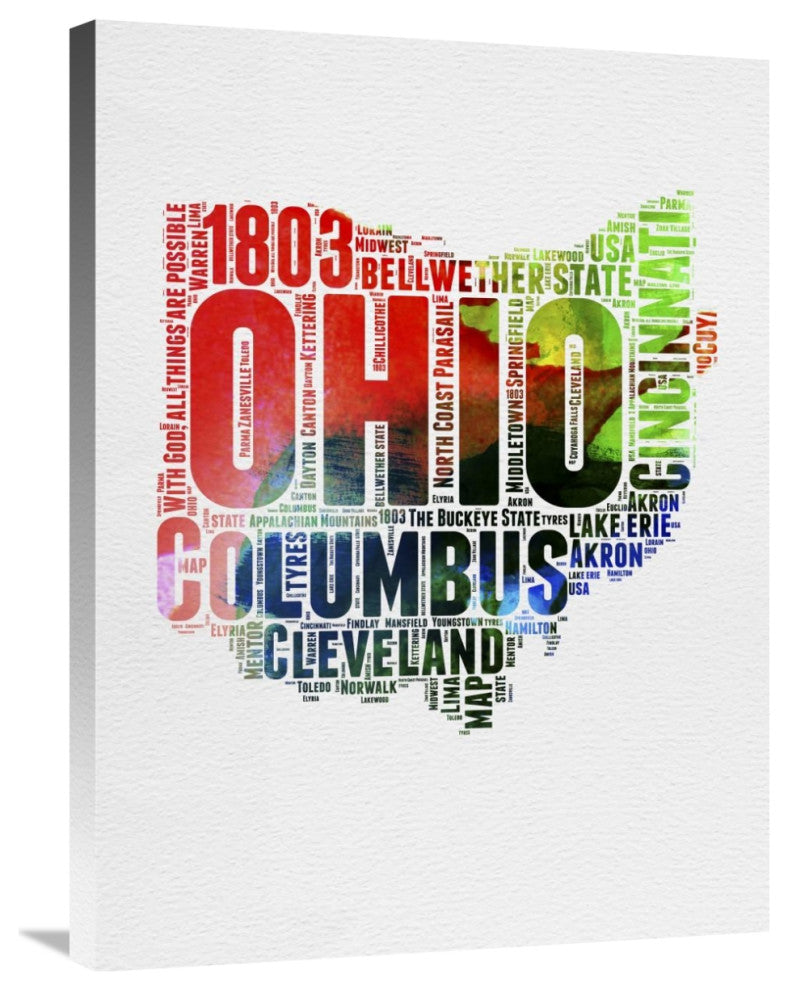"Ohio Watercolor Word Cloud" Fine Art Print