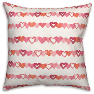 Watercolor Heart Stripes 18"x18" Spun Poly Pillow