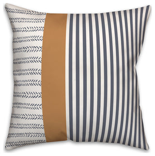 Navy and Burnt Orange Lines 18x18 Spun Poly Pillow