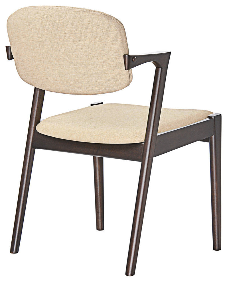Modern Contemporary Dining Armchair Set of 2, Beige, Fabric, Wood