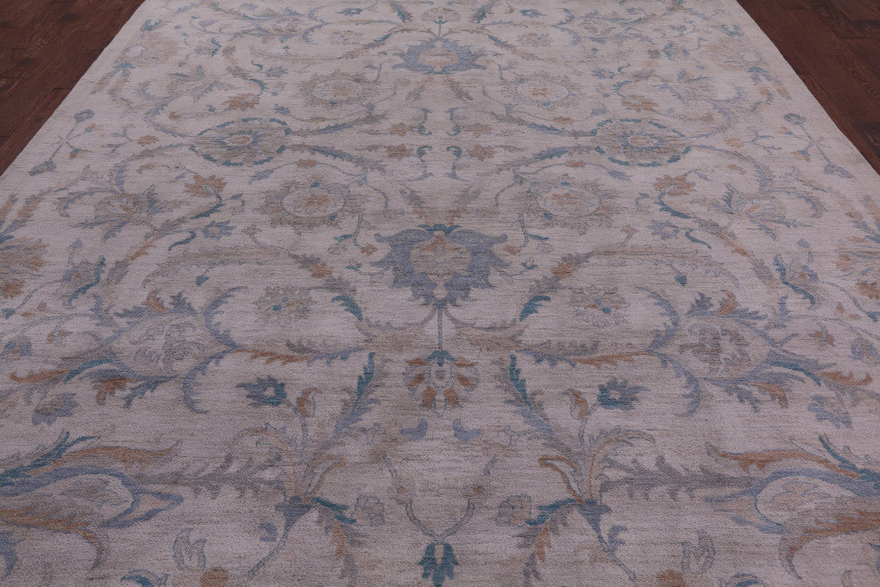 Peshawar White Wash Hand-Knotted Wool Rug 9' 11" X 13' 11" Q9540