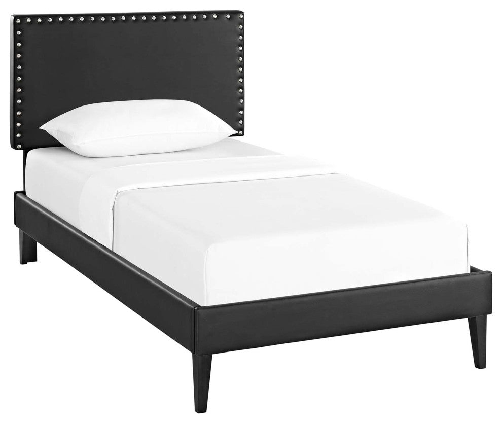 Modway Macie Twin Platform Bed With Squared Tapered Legs, Black