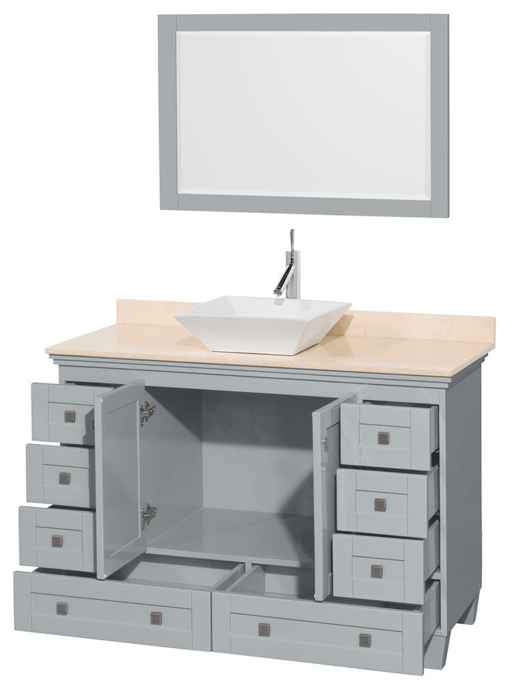 Acclaim 48" Oyster Gray Single Vanity, Ivory Marble Top, Porcelain Sink, 24"
