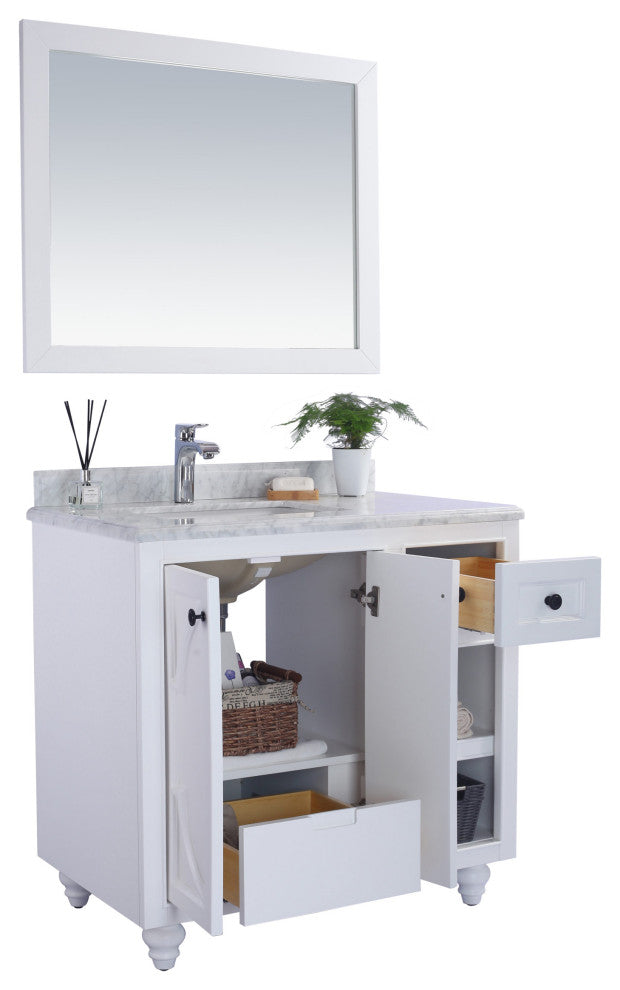 Laviva 313613-36W-MW 36" White Vanity + Matte White VIVA Stone Solid Surface To