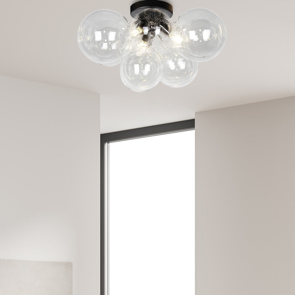 Clear Contemporary Flush Mount, Matte Black